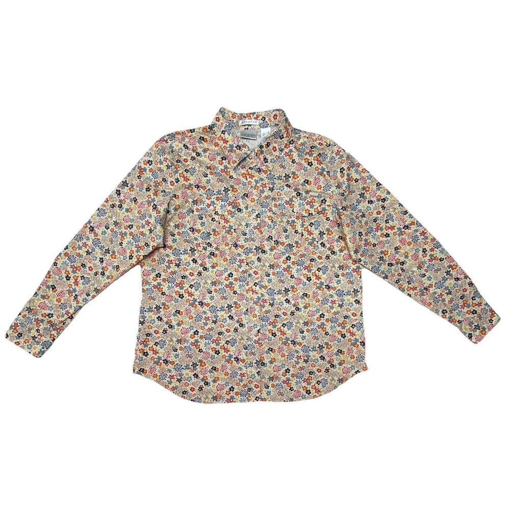 Liz Claiborne Villager Sport Floral Button Up Shirt Women’s XL Cottagecore